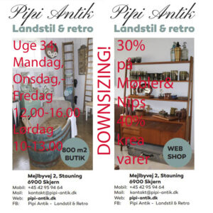 34 uge 2025 Åbningstider hos Pipi Antik kopier