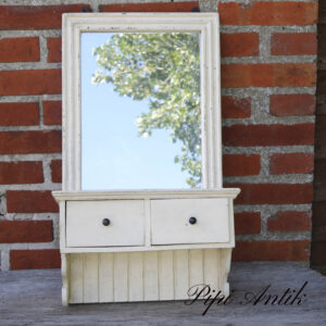 14. Patineret spejl med skuffe og knager Chappy Chic fra Sverige B36,5xD15,5x61cmH