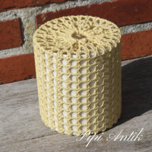 23. Retro lampeskærm hæklet gult lille fatning Ø13xH14cm
