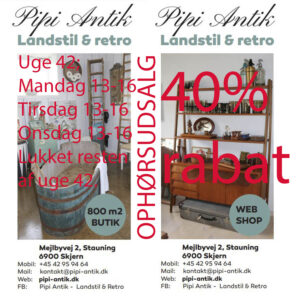 42 uge 2025 åbningstider hos Pipi Antik