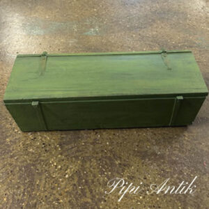 14. Trækasse grøn med låg i patina look L68xB25xH20 cm