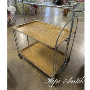 Krom bakkebord rullebord tysk 1950 erne foldbar L66,5xD42xH77 bordhøjde 52cm træ bakker