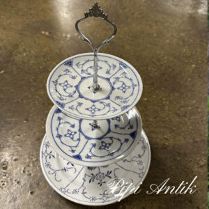 07. Kageetagere småkageopsats musselmalet med sølv look hank H25cm