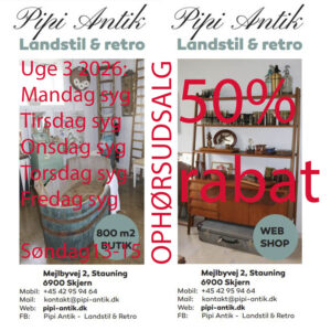 3 uge 2026 åbningstider hos Pipi Antik