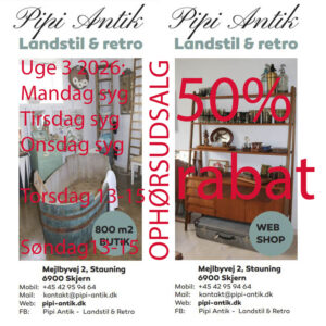 3 uge 2026 åbningstider hos Pipi Antik kopier