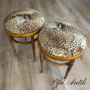 09. Taburet retro rund med nyt løvebetræk Ø47xH50cm