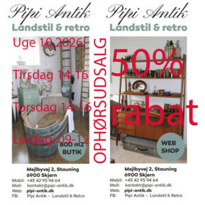 10 uge 2026 åbningstider hos Pipi Antik kopier